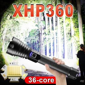 XHP360 Led Flashlight 26650 USB Rechargeable High Power Tactical Flash Light