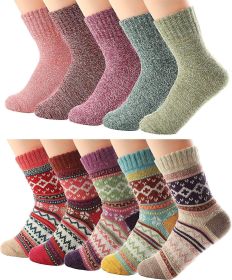 10 Pairs Womens Winter Wool Knit Crew Socks Soft Warm Cozy Thick