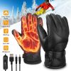 Unisex Electric Heated Gloves USB Plug Touchscreen Thermal Leather Windproof Winter Hand Warmer