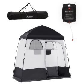 Outsunny Shower Tent, Pop Up Privacy Shelter for Camping, Dressing Changing Room, Portable Instant Outdoor Shower Tent Enclosure w/ 2 Rooms, Shower Ba