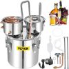 VEVOR Alcohol Still, 13.2Gal / 50L Stainless Steel Water Alcohol Distiller Copper Tube Home Brewing Kit Built-in Thermometer for DIY Whisky and Wine
