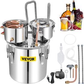 VEVOR Alcohol Still, 13.2Gal / 50L Stainless Steel Water Alcohol Distiller Copper Tube Home Brewing Kit Built-in Thermometer for DIY Whisky and Wine
