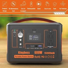 Portable Power Station 110V/600W 568Wh Lithium Battery Pure Sine Wave AC Outlet DC USB Solar Generator Supply for Emergency Outdoor Power