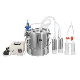 VEVOR Goat Milking Machine, 12 L 304 Stainless Steel Bucket, Electric Automatic Pulsation Vacuum Milker, Portable Milker with Food-grade Silicone Cups