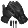 Unisex Electric Heated Gloves USB Plug Touchscreen Thermal Leather Windproof Winter Hand Warmer