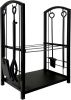 Indoor Firewood Rack with 4-Piece Fireplace Tools Set, 2-Layer Firewood Rack and Fireplace Accessories, Wood Stove Metal Firewood Stand with Fireplace