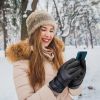 Unisex Electric Heated Gloves USB Plug Touchscreen Thermal Leather Windproof Winter Hand Warmer