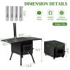 77.5*41*49cm black iron panel camping stove with chimney N001