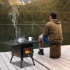 77.5*41*49cm black iron panel camping stove with chimney N001