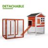 2-Story Wooden Rabbit Hutch Bunny Cage;  Chicken Coop;  Pet House for Small Animals;  Orange + White