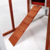 2-Story Wooden Rabbit Hutch Bunny Cage;  Chicken Coop;  Pet House for Small Animals;  Orange + White