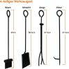 Indoor Firewood Rack with 4-Piece Fireplace Tools Set, 2-Layer Firewood Rack and Fireplace Accessories, Wood Stove Metal Firewood Stand with Fireplace