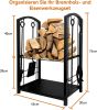 Indoor Firewood Rack with 4-Piece Fireplace Tools Set, 2-Layer Firewood Rack and Fireplace Accessories, Wood Stove Metal Firewood Stand with Fireplace