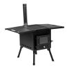 77.5*41*49cm black iron panel camping stove with chimney N001