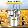 VEVOR Alcohol Still, 13.2Gal / 50L Stainless Steel Water Alcohol Distiller Copper Tube Home Brewing Kit Built-in Thermometer for DIY Whisky and Wine