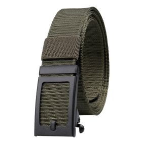 Men's Ratchet Belt - 1 3/8inch Quick Release Automatic Slide Buckle (Color: Army Green, Size: 3.4X125Cm/1.34X49Inch)