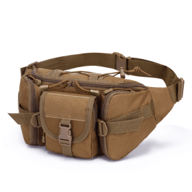 Tactical Men's Waterproof Nylon Fanny Pack With Adjustable Belt (Color: Clay Color, Size: The Belt Can Be Adjusted)