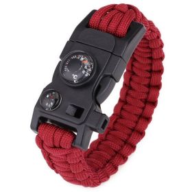 Outdoor Paracord Survival Parachute Cord Bracelet w/Compass (Color: Red)