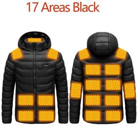 9 Zone Heated Winter Electric Jacket USB Charging (Color: 17 heated Black, Size: XL)