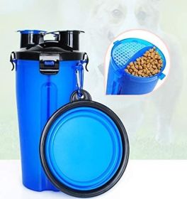 Collapsible Silicone Pet Food Storage and Water Cup (Color: Blue)