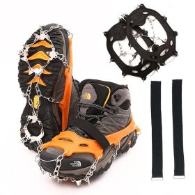 Outdoor Snow Climbing TPE 19 tooth stainless steel anti-skid shoe cover Crampons (colour: Black, Number of teeth: 19 teeth L)