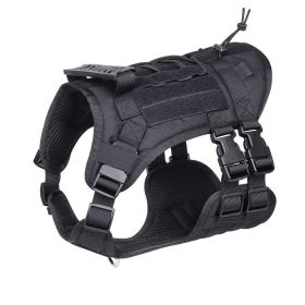 Tactical Dog Harness Vest w/ Soft Padding & D-Ring Collar (Color: Black, Size: S)