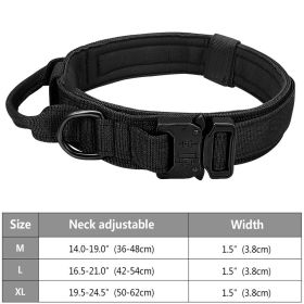 Tactical Military Heavy Duty Dog Collar w/ Handle; For Medium & Large Dogs (Color: Black, Size: L)