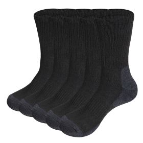 Mens Moisture Wicking Mid Calf Thermal Work Socks( 5 Pairs/Pack) (Color: Black, Size: XL(Men 41-44 EU))