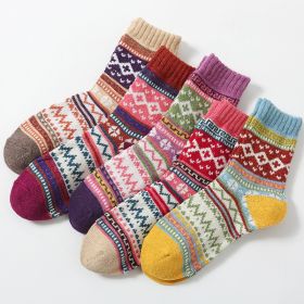 5 Pairs Thick Winter Warm Woolen Socks - Women's (Color: 5, Size: One Size)