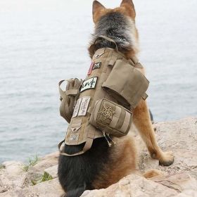 Tactical Dog Harness With Pouches; Adjustable Harness W/ 3 Detachable Pockets (Color: Black, Size: XL)