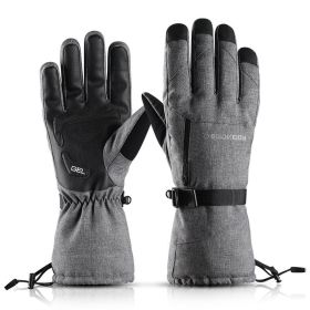 Waterproof Thermal Gloves with Touchscreen Fingertip Function (Color: Grey, Size: L)