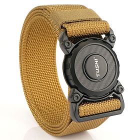 Tactical Men's nylon belt w/Quick release button (Length (Cm): 125Cm, colour: Lock Edge -- Wolf Brown)