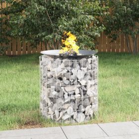 Gabion Galvanized Iron Fire Pit 19.7" (Color: Silver)