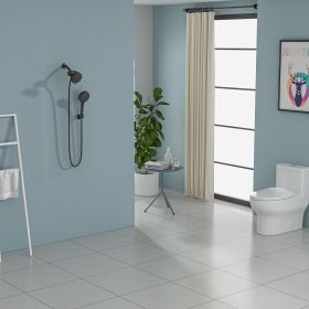 4.7in. Wall Mount Dual Round Multi Function ABS Rainfall Shower Head With 8-mode Handheld Spray Set (Color: Matte black)