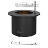 Outsunny 2-in-1 Smokeless Fire Pit, BBQ Grill, 25"  with Cooking Grate, Ash Tray & Poker