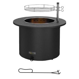 Outsunny 2-in-1 Smokeless Fire Pit, BBQ Grill, 25"  with Cooking Grate, Ash Tray & Poker (Color: as Pic)