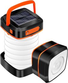 Solar Lantern Camping, Collapsible Solar Camping Light Rechargable,LED Portable USB Solar Lamp IP54 Waterproof Lights for Backpacking Gear,Emergency C (Color: Orange)