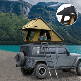 Adventurer Rooftop Tent Hardshell with Luggage Racks & Replaceable Rain Flies (Color: Desert Khaki)