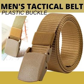 Tactical Mens Military Nylon Canvas Web Belt - Adjustable (Color: Khaki, Type: Belt)