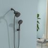 4.7in. Wall Mount Dual Round Multi Function ABS Rainfall Shower Head With 8-mode Handheld Spray Set