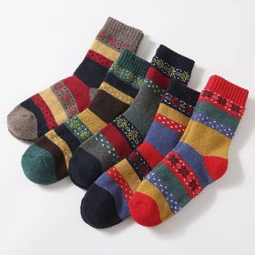 5 Pairs Thick Winter Warm Woolen Socks - Women's (Color: 1, Size: One Size)