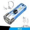 Mini Portable LED Flashlight With Keychain; USB Charging Warning Light For Outdoor Camping Emergency